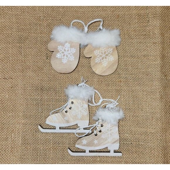 Winter Sports Wooden Christmas Ornaments NEW 6 Piece - Picture 3 of 6